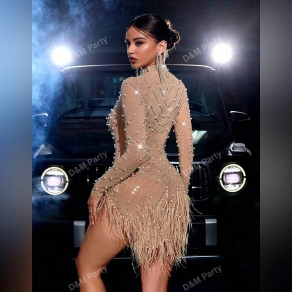 Rhinestone Mini Dress - Picture 2 of 5